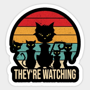 Funny Cats Watching vintage retro Cat Sticker